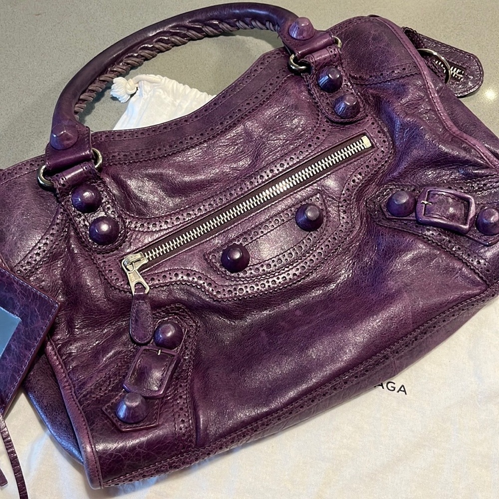Beautiful Authentic Dark Purple Balenciaga Giant Brogues Bag